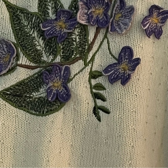 Vintage Louis Feraud Floral Appliqué Sweater - Picture 4 of 10